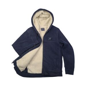 Abercrombie & Fitch Sherpa Lined Zip Hoodie Jacket Men’s M Blue Faded Y2K Preppy